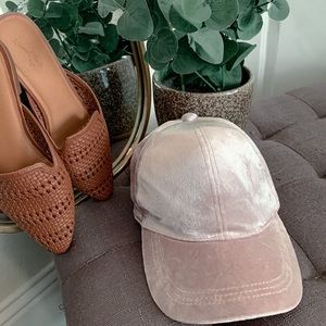 asos pink velvet baseball cap hat